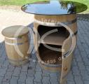 barr table with wooden stool